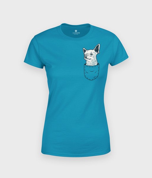 Chihuahua w czarnej kieszonce - koszulka damska