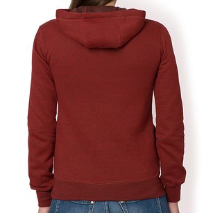 Damska bluza z kapturem taliowana (bez nadruku, gładka) - czerwona