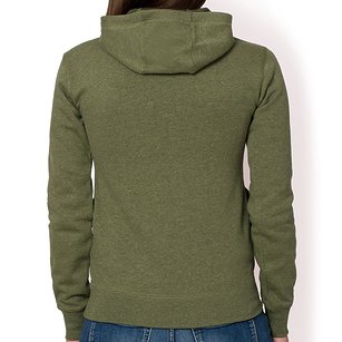 Damska bluza z kapturem taliowana (bez nadruku, gładka) - zielona