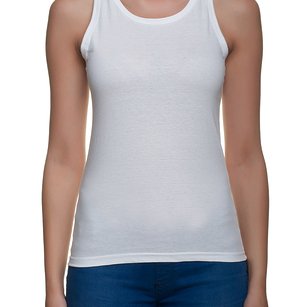Damska koszulka bez rękawów (bez nadruku, gładka) - biała