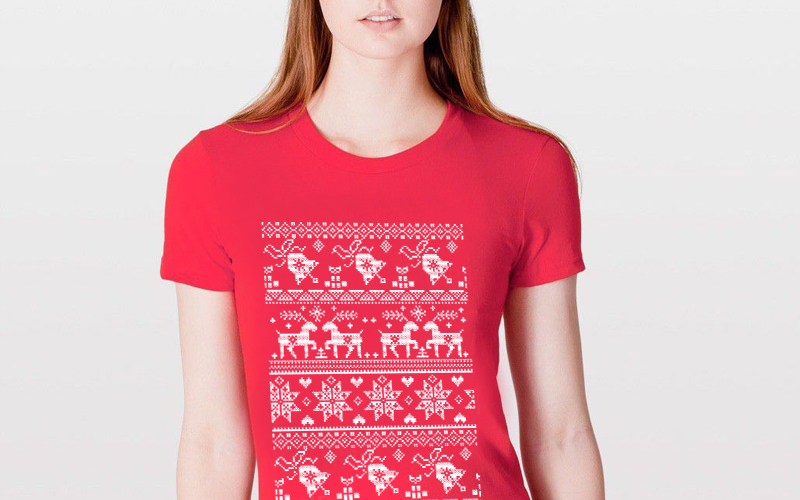 Damska koszulka ze świątecznym nadrukiem