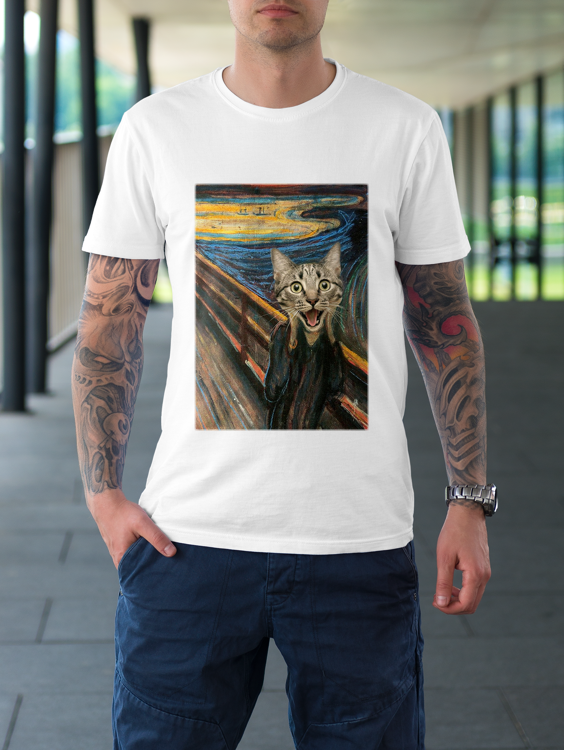 koszulka męska z nadrukiem kota