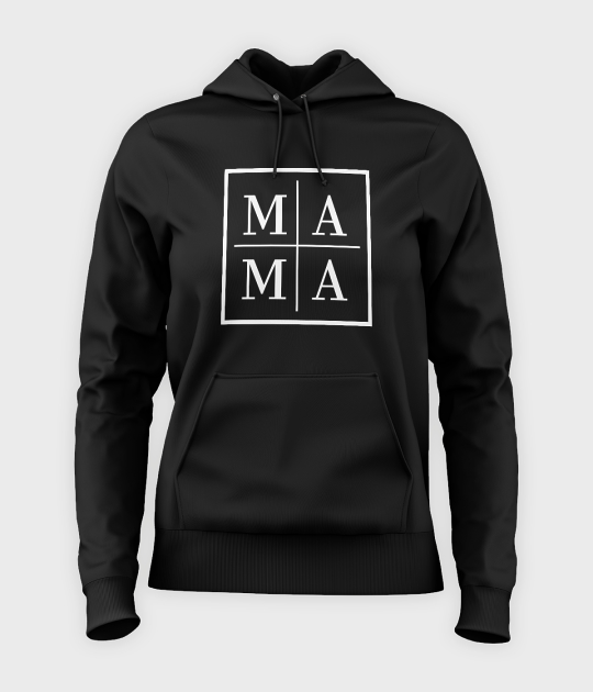 Bluza damska z kapturem Mama - biały kwadrat