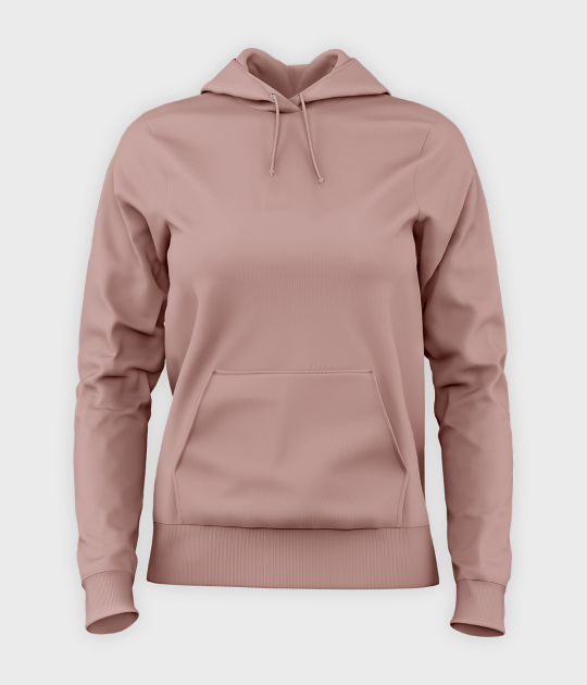 Damska bluza z kapturem (bez nadruku, gładka) - różowa