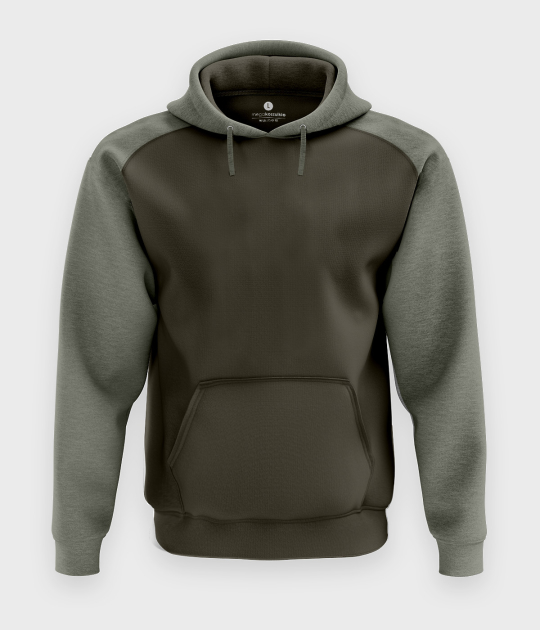 Męska bluza dwukolorowa premium (bez nadruku, gładka) - oliwkowa