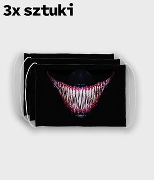Maska na twarz fullprint 3-pack - Uśmiech venoma
