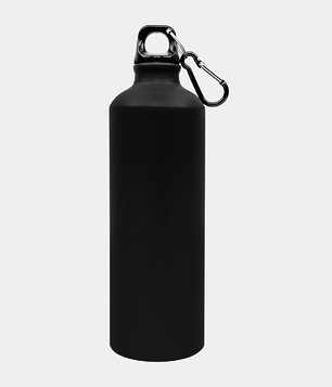 Butelka sportowa z karabińczykiem (gładka, bez nadruku) - czarna