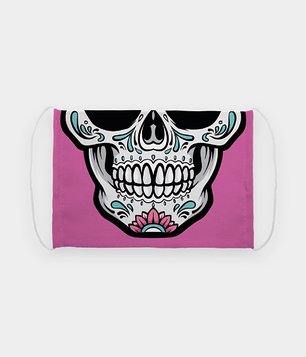 Maska na twarz fullprint Calavera różowa