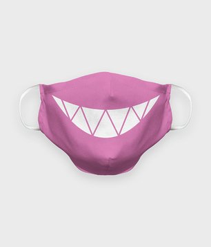 Maska na twarz premium Creepy smile różowa