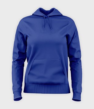 Damska bluza z kapturem (bez nadruku, gładka) - niebieska