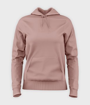 Damska bluza z kapturem (bez nadruku, gładka) - różowa