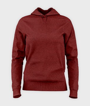 Damska bluza z kapturem taliowana (bez nadruku, gładka) - czerwona