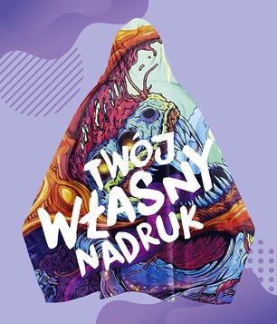 Koc z kapturem fullprint z własnym nadrukiem
