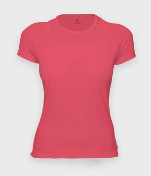 Koszulka damska sportowa (bez nadruku, gładka) - koralowa (neonowa)