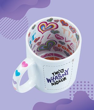 Kubek z zadrukowanym środkiem - Love z własnym nadrukiem Kubek z zadrukowanym środkiem - Love z własnym nadrukiem