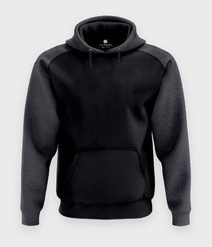 Męska bluza dwukolorowa premium (bez nadruku, gładka) - czarna Męska bluza dwukolorowa premium (bez nadruku, gładka) - czarna