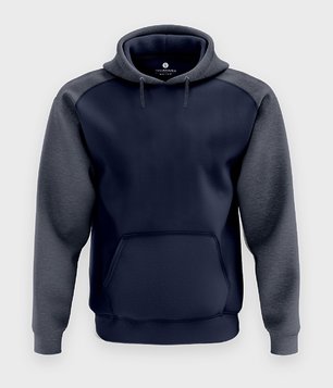 Męska bluza dwukolorowa premium (bez nadruku, gładka) - niebieska Męska bluza dwukolorowa premium (bez nadruku, gładka) - niebieska