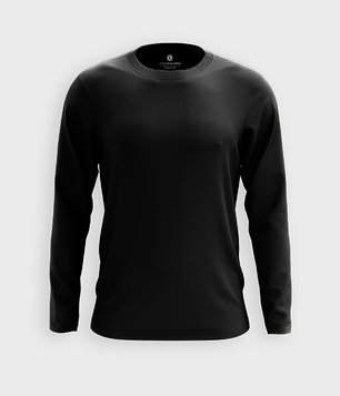 Męska koszulka z długim rękawem (bez nadruku, gładka) - czarna