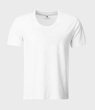 Męska koszulka z luźnym dekoltem (bez nadruku, gładka) - biała