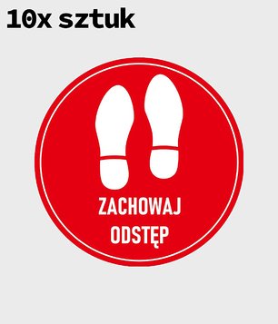 Naklejka informacyjna okrągła "Zachowaj odstęp" śr. 10 cm - 10 SZTUK