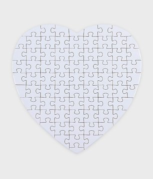 Puzzle w kształcie serca - 75 elementów (bez nadruku, gładkie)