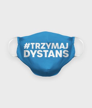 Maska na twarz premium Trzymaj dystans niebieska