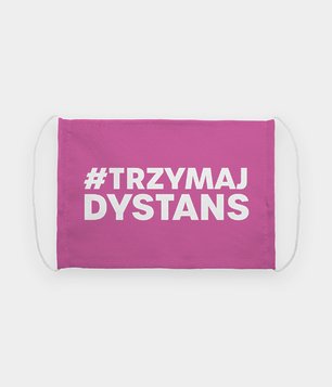 Maska na twarz fullprint Trzymaj dystans różowa