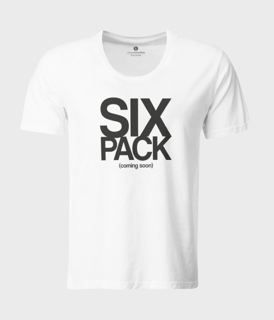 Koszulka męska z luźnym dekoltem Six pack coming soon