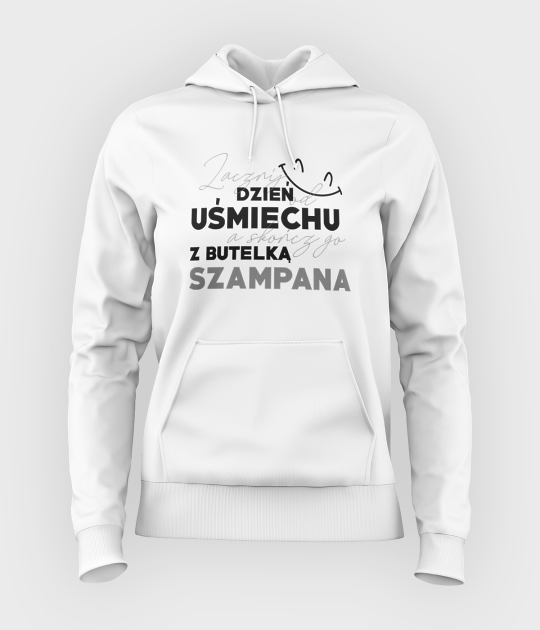 Bluza damska z kapturem Uśmiech i Szampan