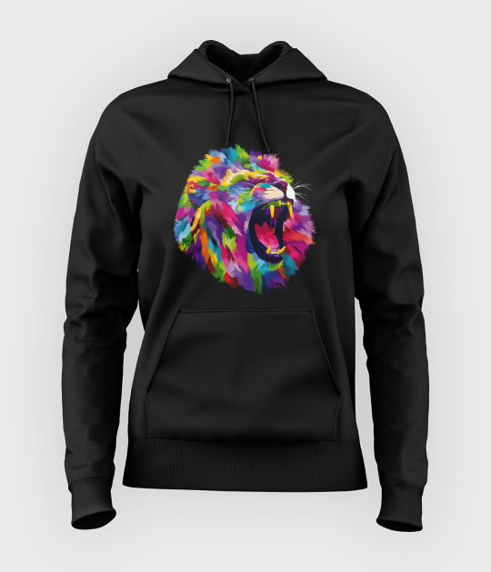 Bluza damska z kapturem Kolorowy lew