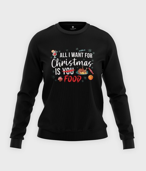 All i want for christmas is food  - bluza klasyczna damska