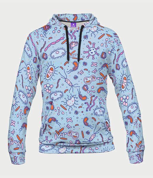 Bakterie - bluza męska fullprint z kapturem