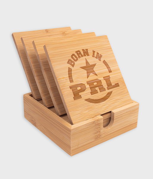 Born in PRL - drewniane podkładki pod kubek - zestaw 4 sztuk