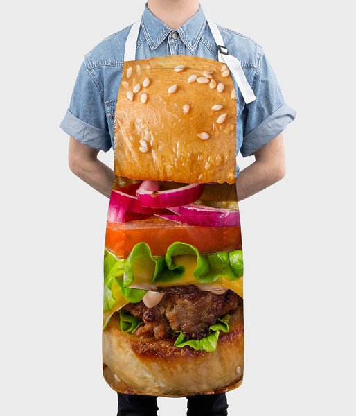 Burger z bliska - fartuch fullprint