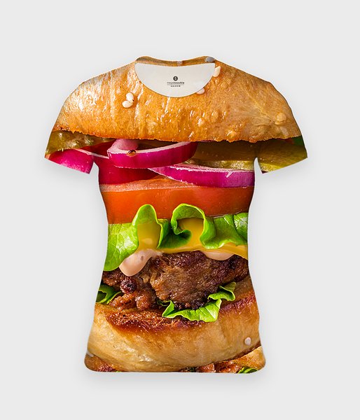 Burger z bliska - koszulka damska fullprint