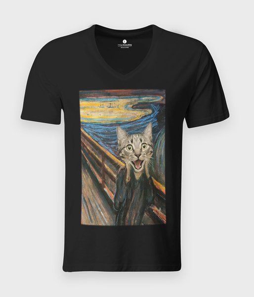 Cat scream painting - koszulka męska v-neck