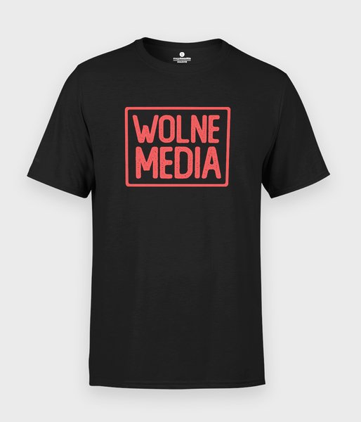 Czerwony napis - Wolne Media - koszulka męska