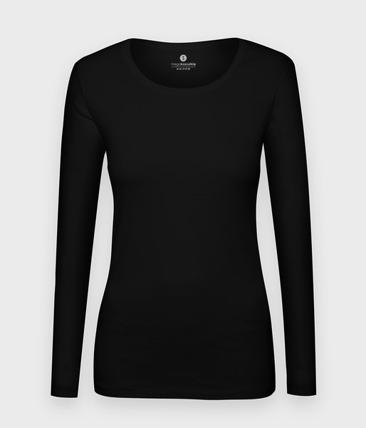 Damska koszulka z długim rękawem (bez nadruku, gładka) - czarna