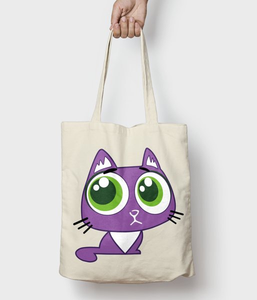 Fioletowy kociak bag - torba bawełniana