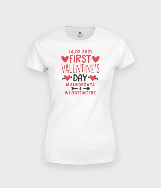 First Valentines Day + imiona - koszulka damska