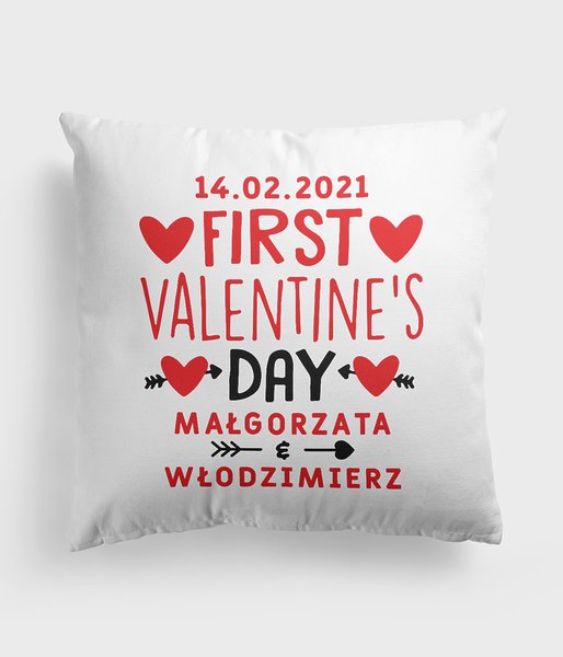 First Valentines Day + imiona - poduszka