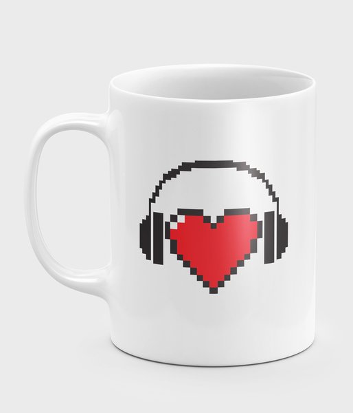 Heart with headphones  - kubek