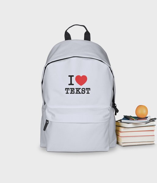 I love + własny tekst na plecaku - plecak szkolny