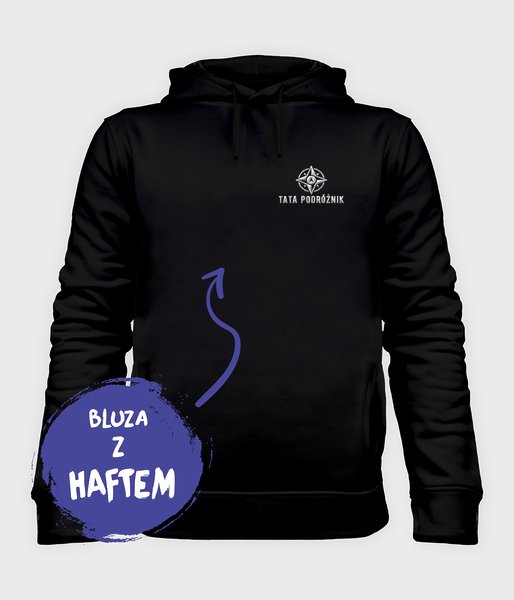 Kompas - Tata Podróżnik Czarna - bluza męska organic z haftem