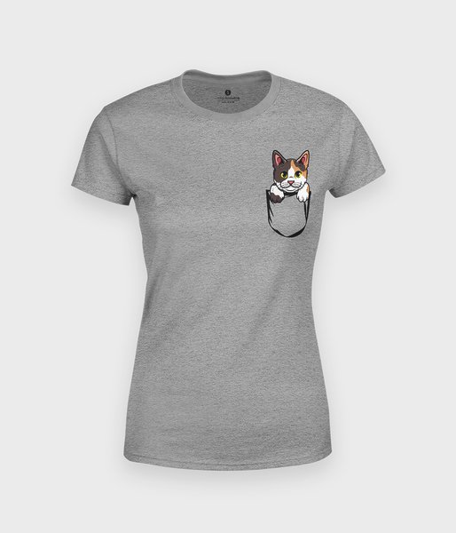 Kot w czarnej kieszonce - koszulka damska