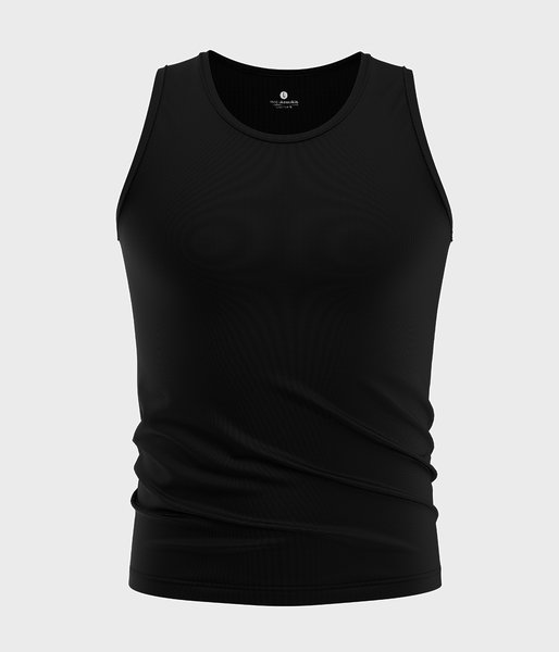 Męska koszulka bez rękawów (bez nadruku, gładka) - czarna