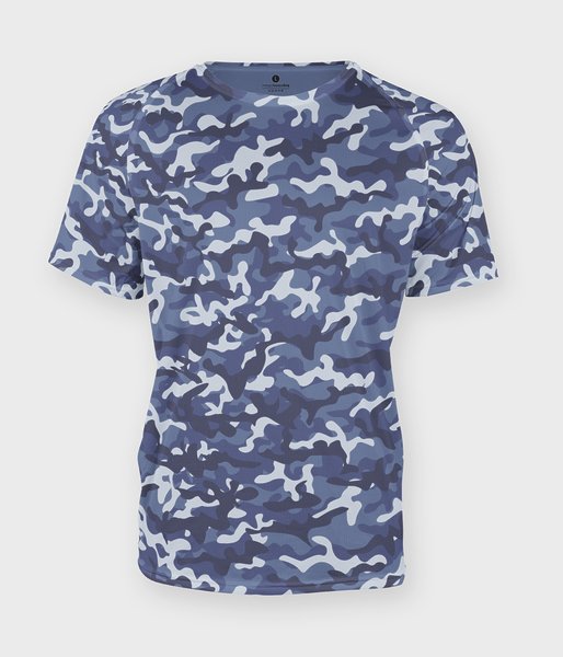 Męska koszulka moro (bez nadruku, gładka) - niebieska