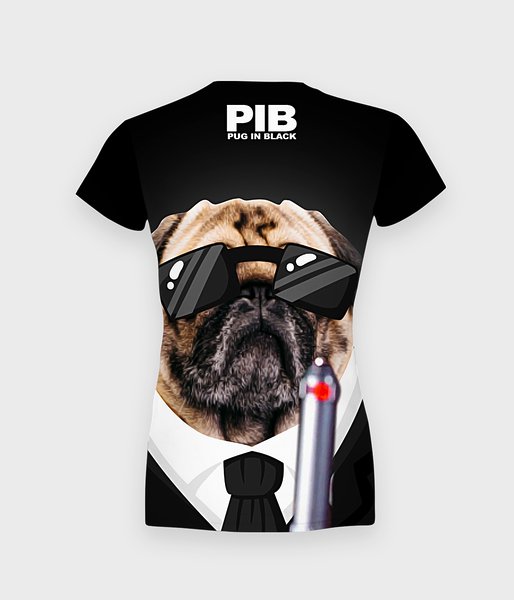 Pug in black  - koszulka damska fullprint-2