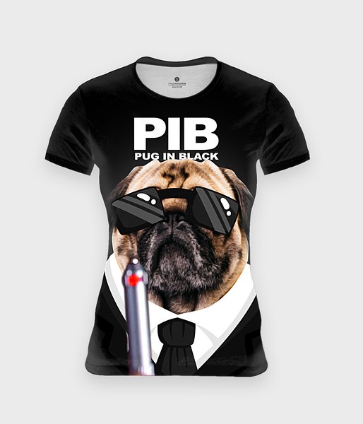 Pug in black  - koszulka damska fullprint