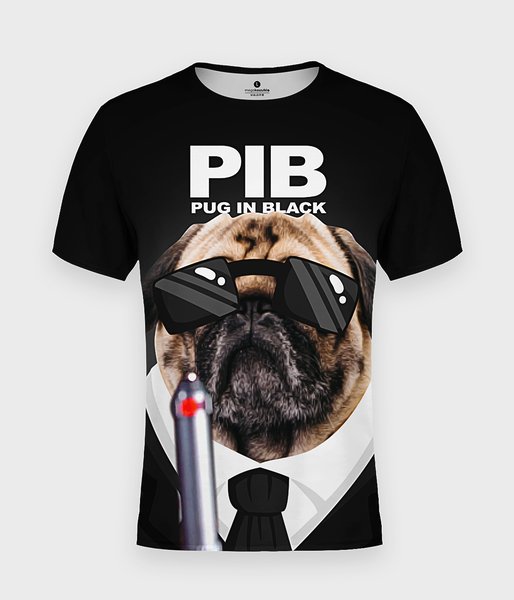 Pug in black - koszulka męska fullprint